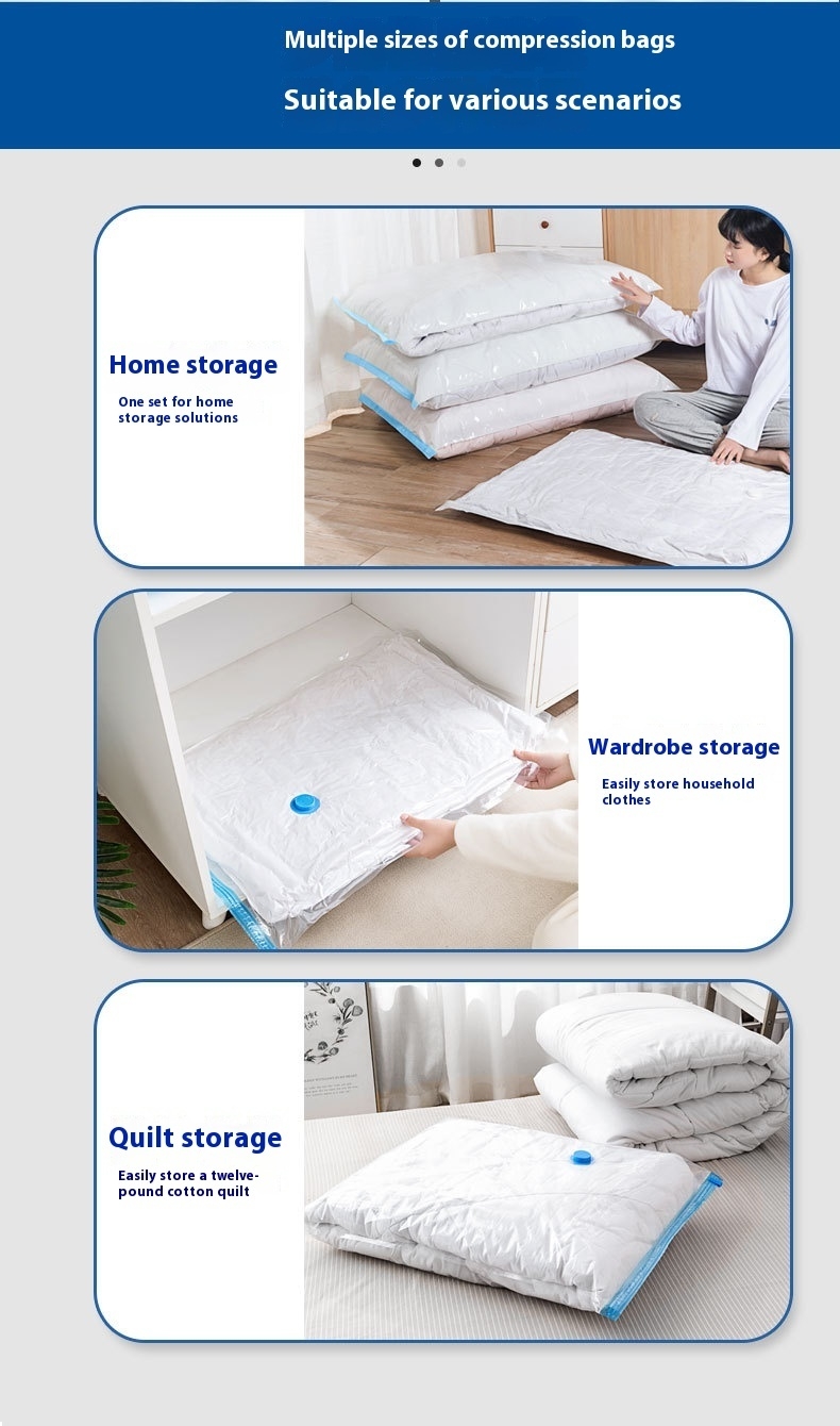 大型透明真空抽气储物袋床上用品3D压缩聚乙烯塑料衣被家用