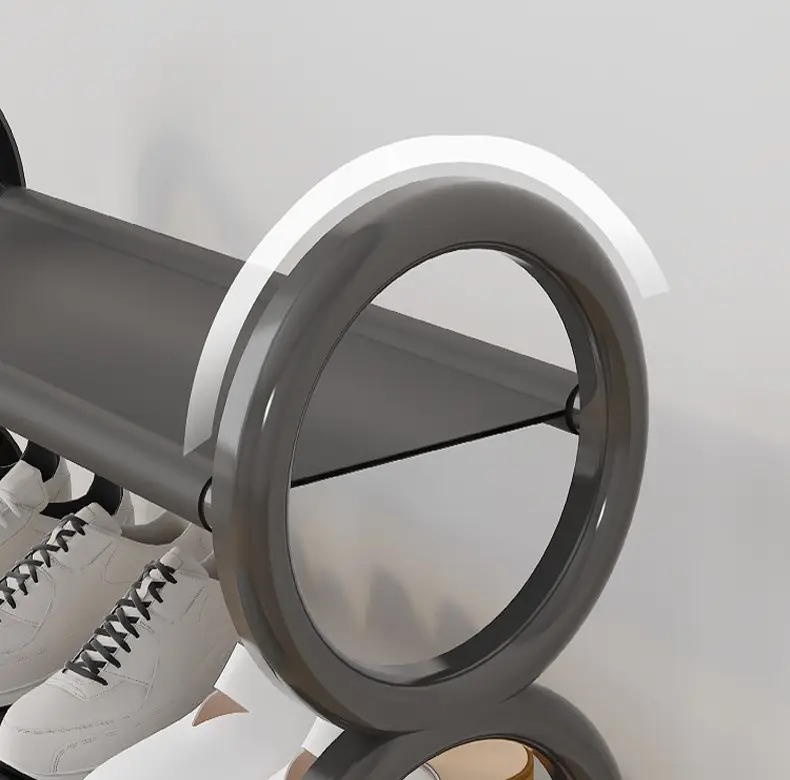 3/4层旋转鞋架带360°万向轮和可爱环形把手 - 节省空间的收纳神器，适用于小户型、玄关及公寓 | 轻松移动，无杂乱，实用又有趣的鞋子存储解决方案 商品详情 8