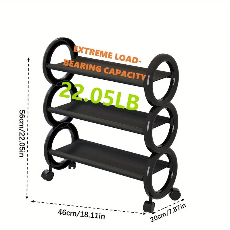 3/4层旋转鞋架带360°万向轮和可爱环形把手 - 节省空间的收纳神器，适用于小户型、玄关及公寓 | 轻松移动，无杂乱，实用又有趣的鞋子存储解决方案 商品详情 6