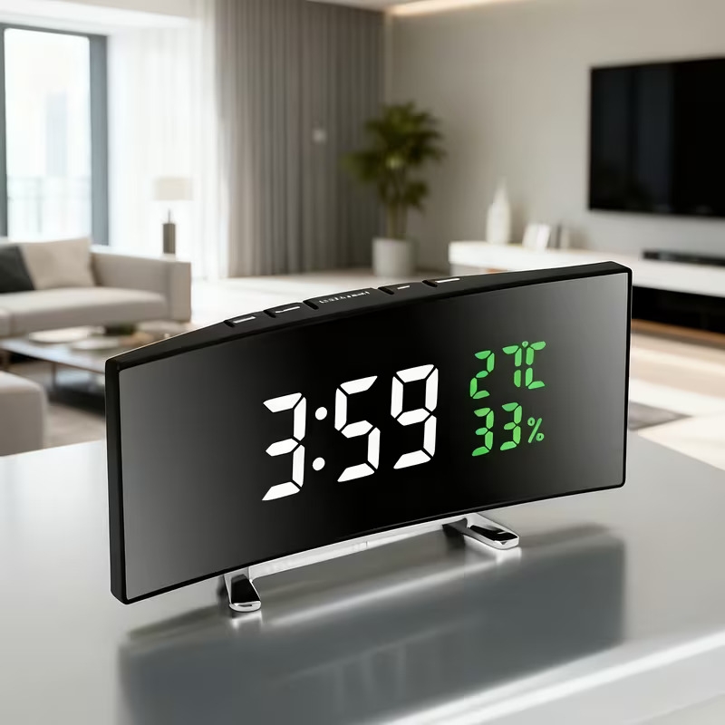 modern large led digital clock with white green display usb aaa 12 24h mode alarm with temperature humidity monitor irregular modern bedside clock for to read lcd screen Product details 0