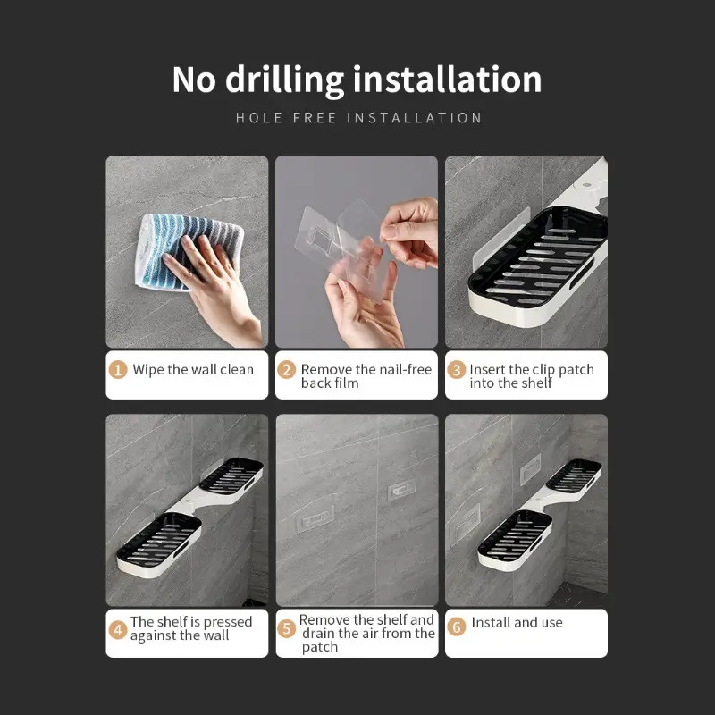 1件重型角落置物架 - 无需钻孔免损伤安装，节省空间的浴室、厨房、淋浴间悬浮搁板 - 现代白色角落储物架（易于组装），浴室搁板，厨房整理，现代设计，光滑表面，耐用塑料，悬浮搁板 商品详情 0