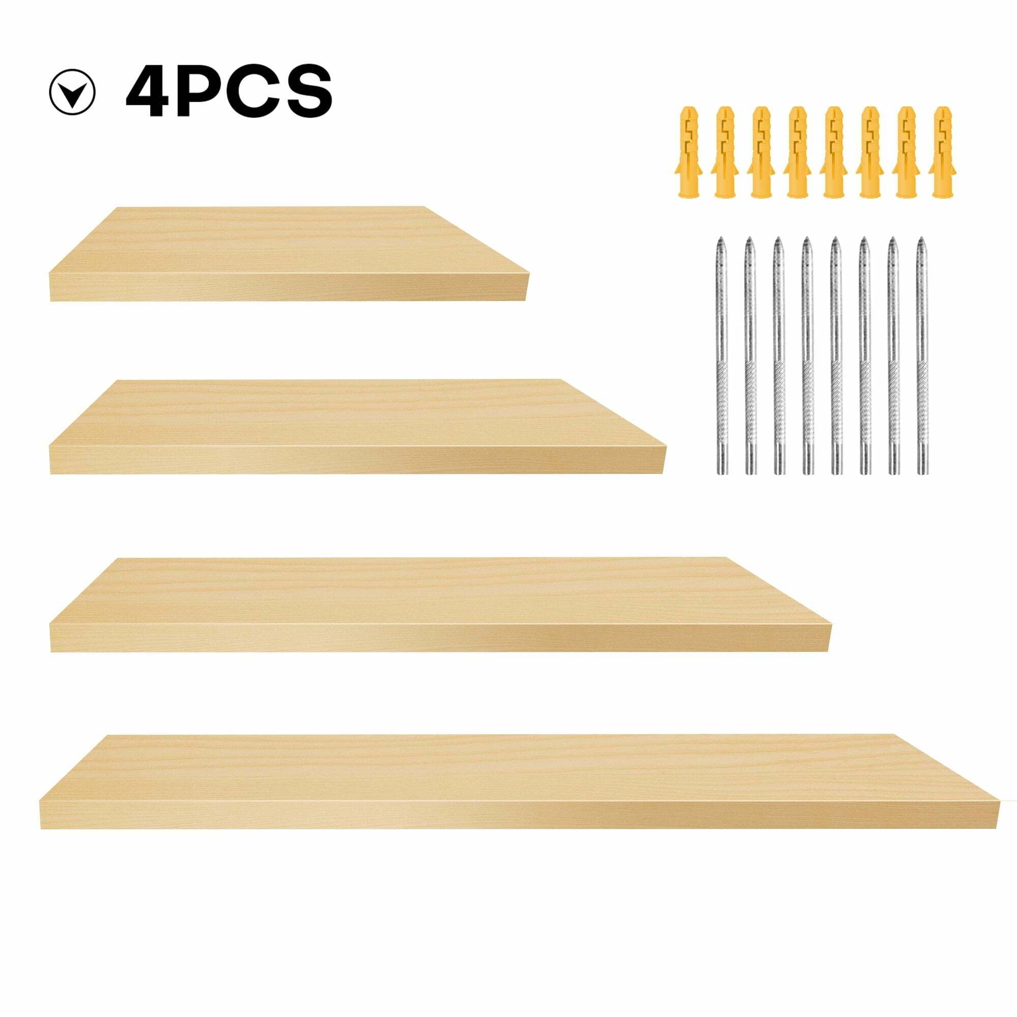 Set of 4 Wall Mounted Floating Shelves 6in Wide for Bedroom Living Room Bathroom Kitchen Office Wall Storage