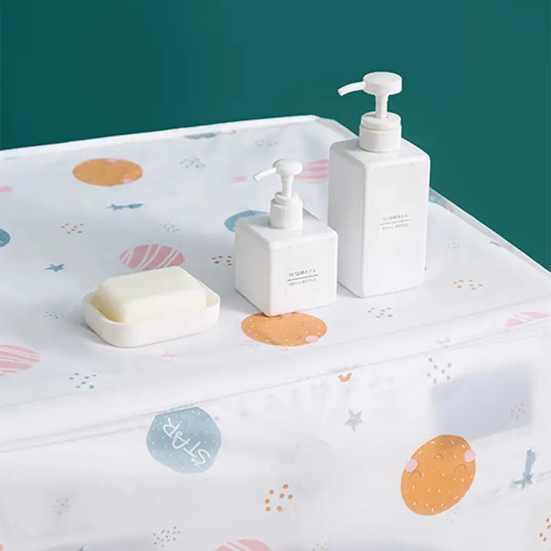 1pc household wave wheel type roller type washing machine thickened dust proof moisture proof and mildew proof cover zipper washing machine cover details 3