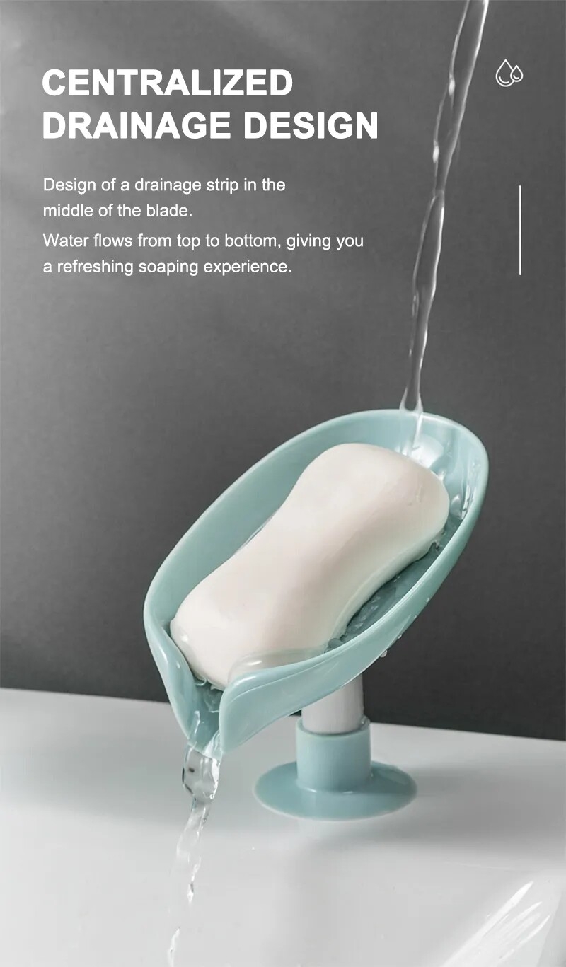 浴室淋浴用吸盘肥皂盘便携式叶肥皂架塑料海绵托盘浴室厨房配件