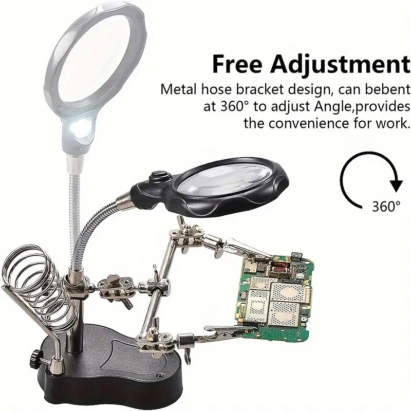 magnifying glass with light electronic inspection repair auxiliary clip adjustable folding hardware tool mobile phone magnifying glass 1