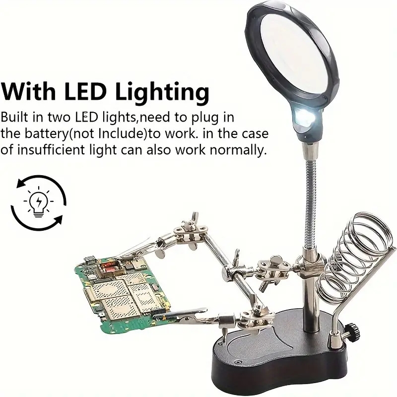 magnifying glass with light electronic inspection repair auxiliary clip adjustable folding hardware tool mobile phone magnifying glass details 5