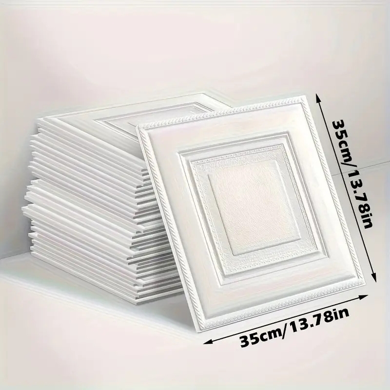  /100片 3毫米厚防水防潮自粘纯色凹凸3d墙纸，xpe材质耐磨可移除，尺寸13.78*13.78英寸，适用于客厅、卧室、浴室、厨房 商品详情 1