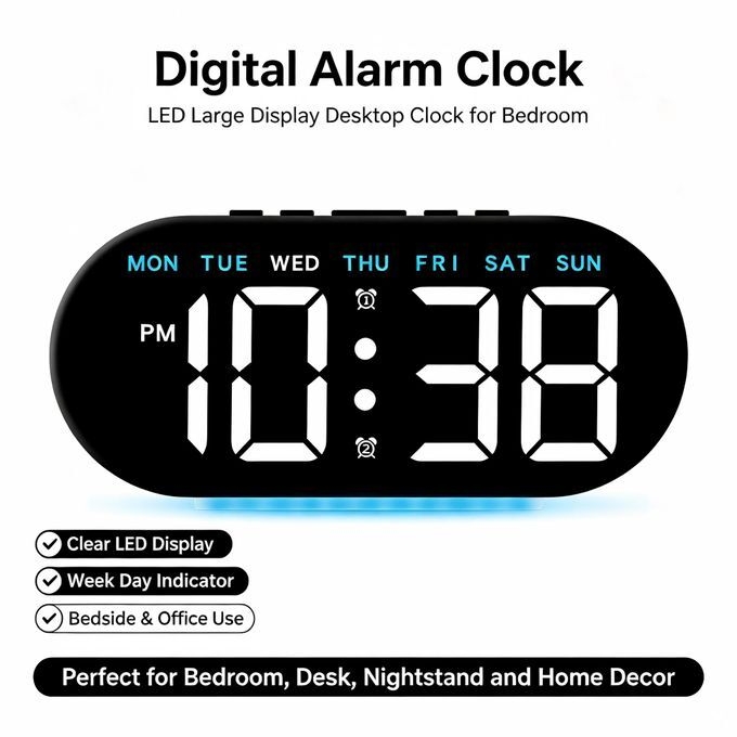 Generic Réveil numérique intelligent à LED avec affichage de la température et de la date, fonction double alarme.