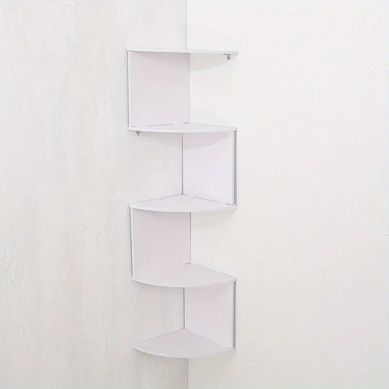 现代壁挂式角落置物架 - 节省空间的弧形设计，多隔层耐用塑料家居装饰，书籍、植物与收纳，小空间解决方案，坚固构造，分层格局，小户型生活必备 商品详情 4