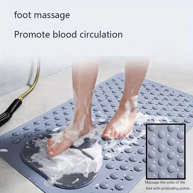 1pc bathroom rubber non slip mat shower foot mat with draining holes bathtub mat with suction cups bathroom accessories details 2
