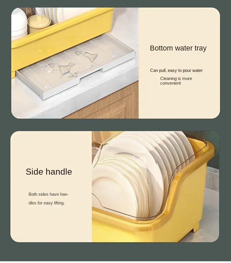 1pc plastic cutlery storage box with lid dustproof drain rack for kitchen countertop large size utensil organizer details 7