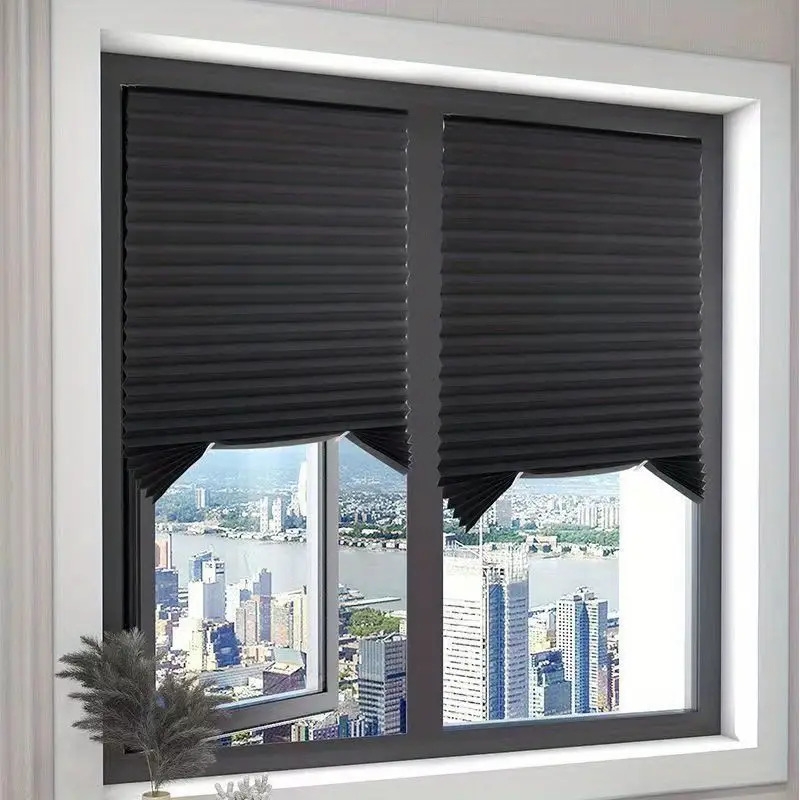 1pc easy up and down blackout pleated curtains for home decor temporary curtains with no tools needed car bedroom and living room blocks out light and provides privacy details 0