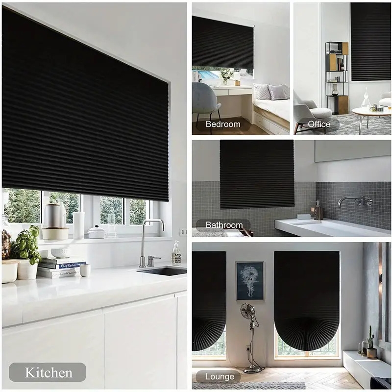 1pc easy up and down blackout pleated curtains for home decor temporary curtains with no tools needed car bedroom and living room blocks out light and provides privacy details 2