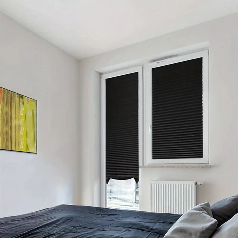 1pc easy up and down blackout pleated curtains for home decor temporary curtains with no tools needed car bedroom and living room blocks out light and provides privacy details 7