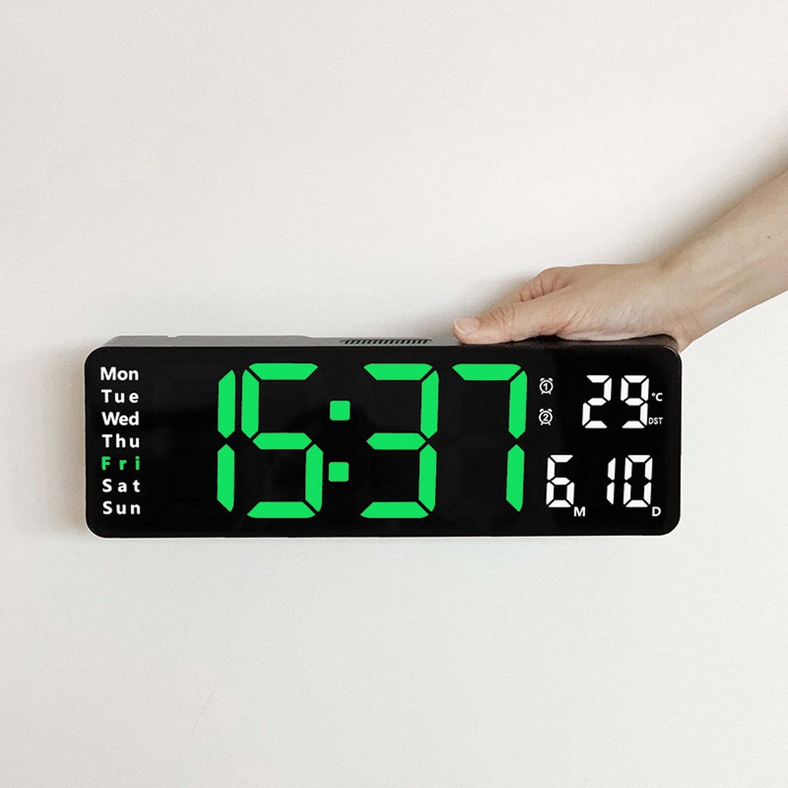 Large Led Digital Wall Clock Temperature Date Day Display Usb Remote Control