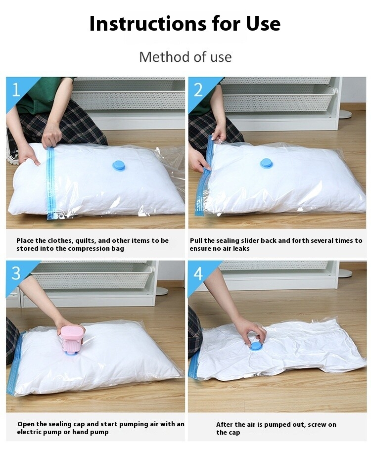 大型透明真空抽气储物袋床上用品3D压缩聚乙烯塑料衣被家用