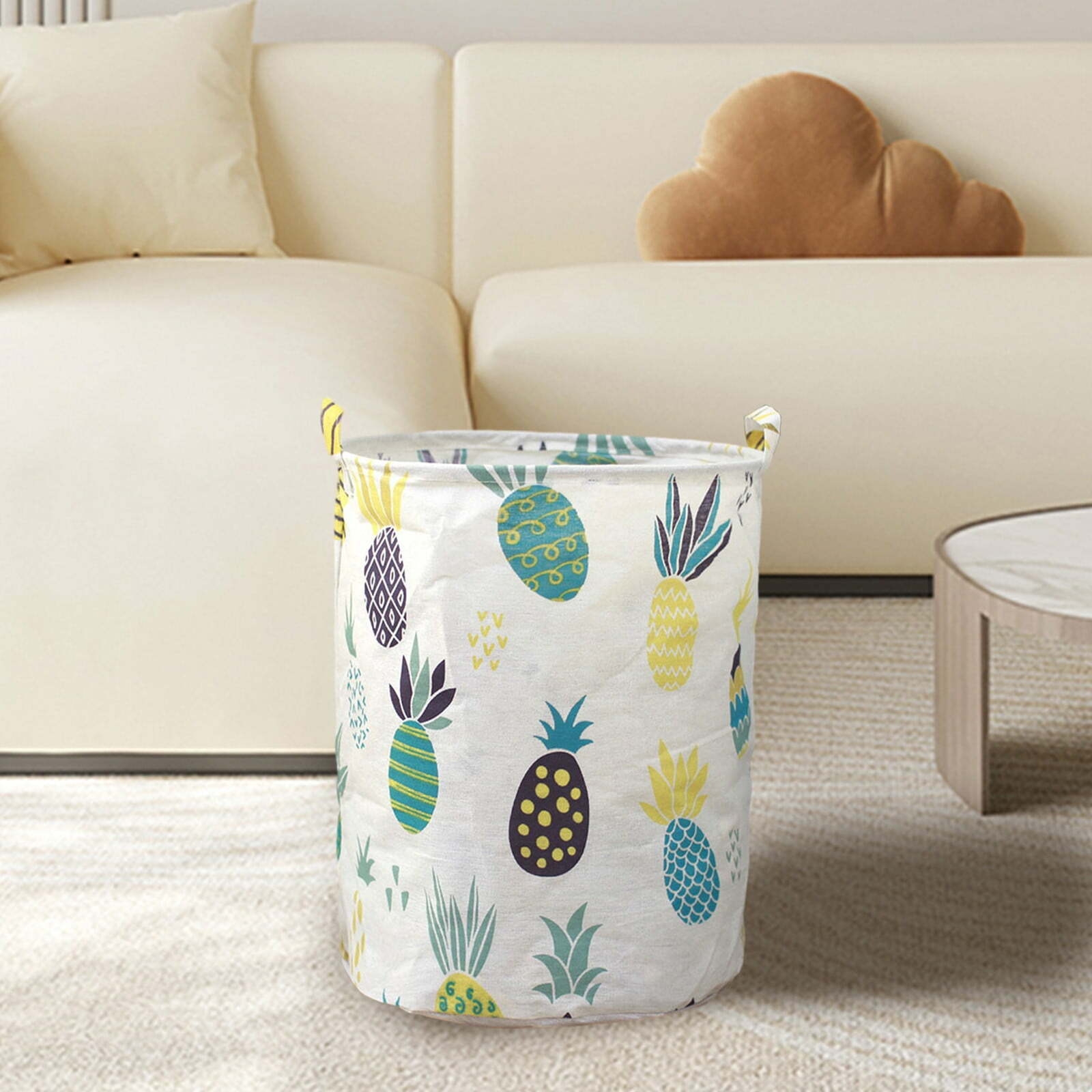 Barrel Storage Basket Laundry Hamper Pineapple Laundry Basket Dirty Clothes Basket Fabric Laundry Basket Foldable Cloth Laundry Bin Fresh Cotton Linen Baby College Basketball