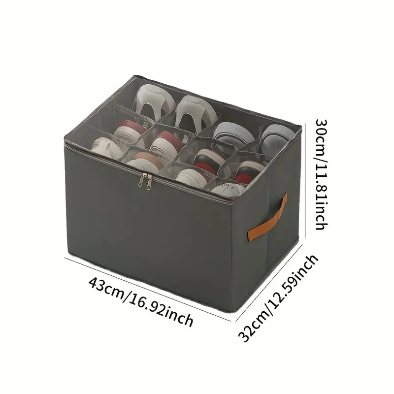 1pc可折叠牛津布鞋收纳盒带盖 - 防尘储物盒，适用于鞋子、衣服和配件 - 多功能家居组织解决方案，矩形形状，翻盖闭合，耐用的牛津材料，鞋子收纳盒 1