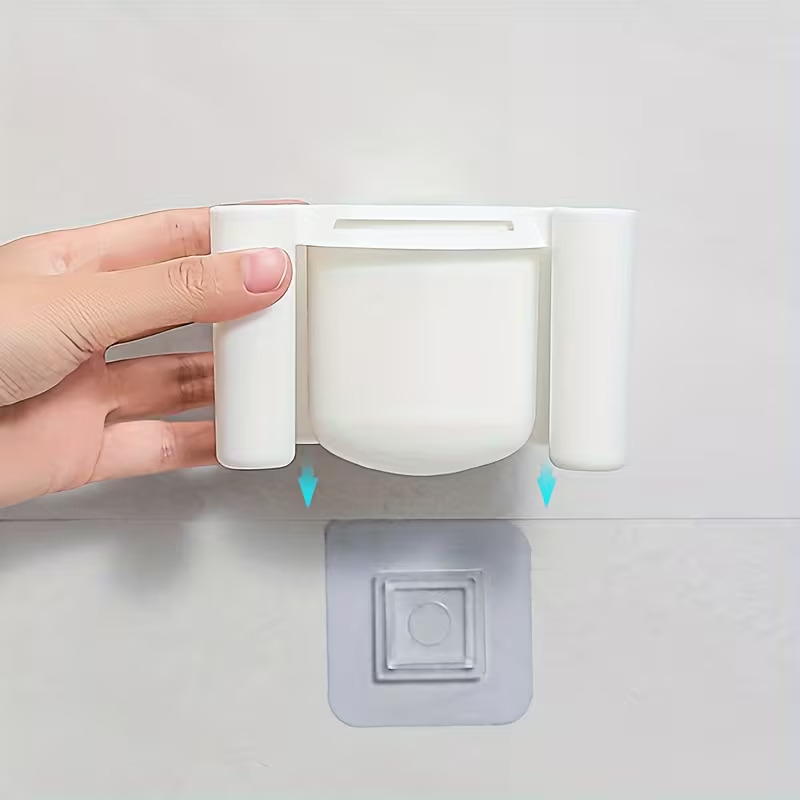 wall mounted no drill toothbrush holder for bathroom featuring a razor and toothpaste storage rack ideal for home use and draining dental tools Product details 4