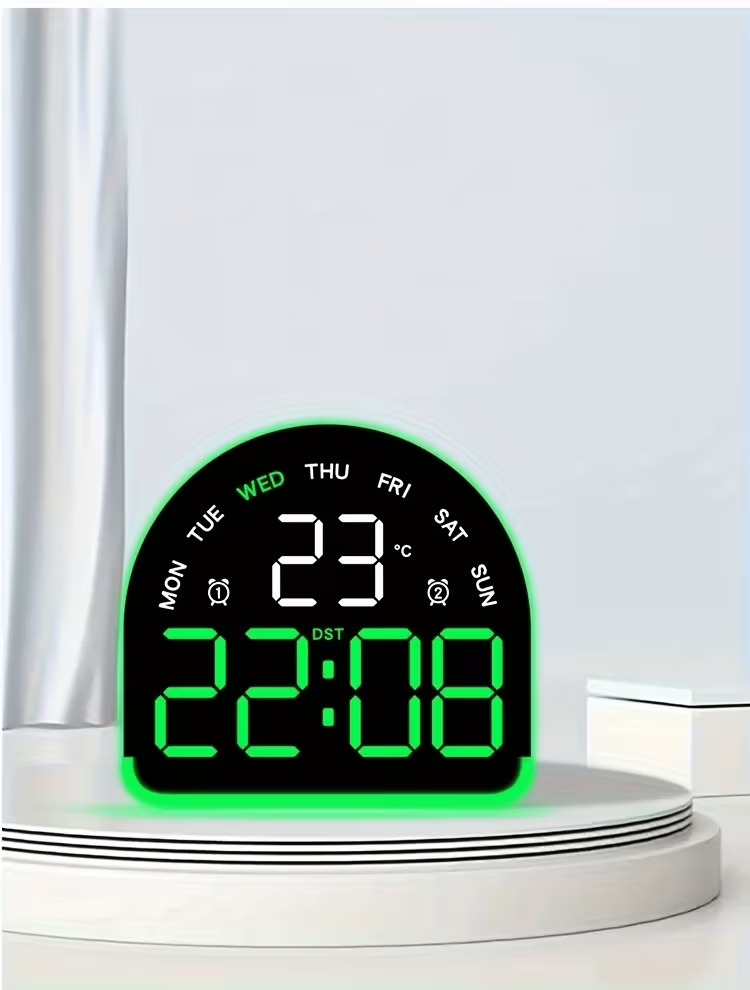 创意led氛围时钟, 多功能大屏电子闹钟带温度计, 双闹钟设置, 现代简约家居卧室床头桌台装饰 商品详情 10
