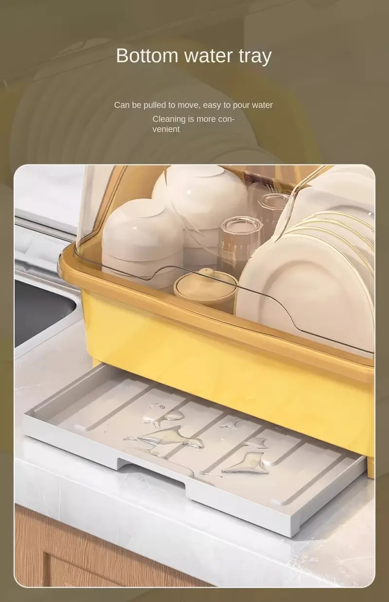 1pc plastic cutlery storage box with lid dustproof drain rack for kitchen countertop large size utensil organizer details 4