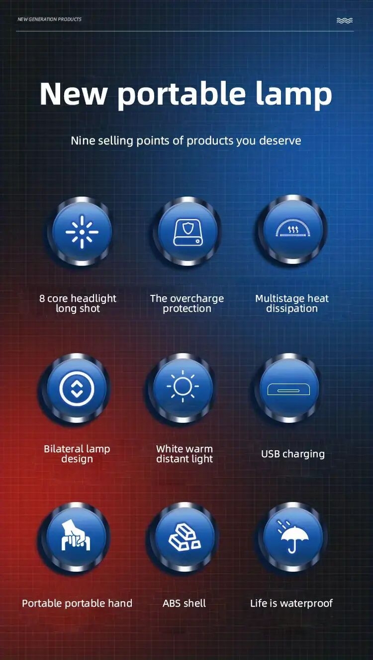 multifunctional led solar camping light bright portable rechargeable flashlight suitable for outdoor hiking camping details 4