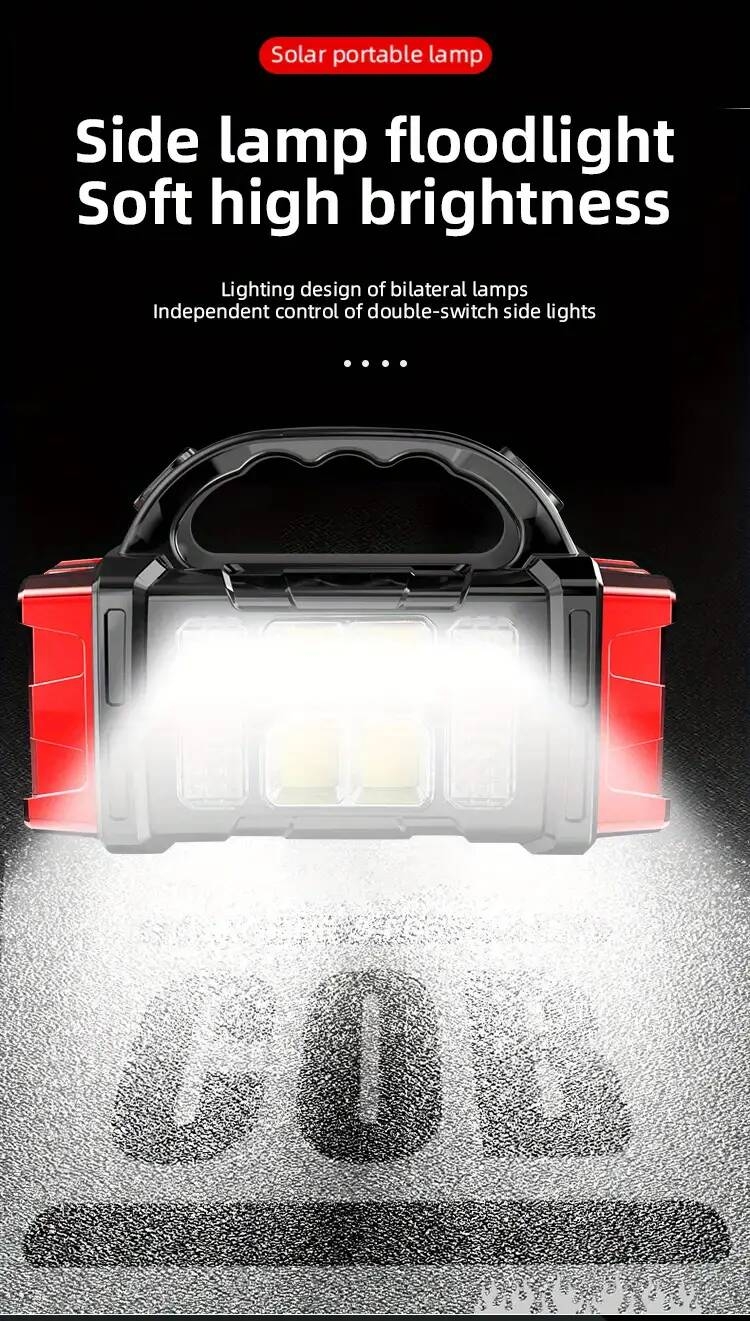 multifunctional led solar camping light bright portable rechargeable flashlight suitable for outdoor hiking camping details 7