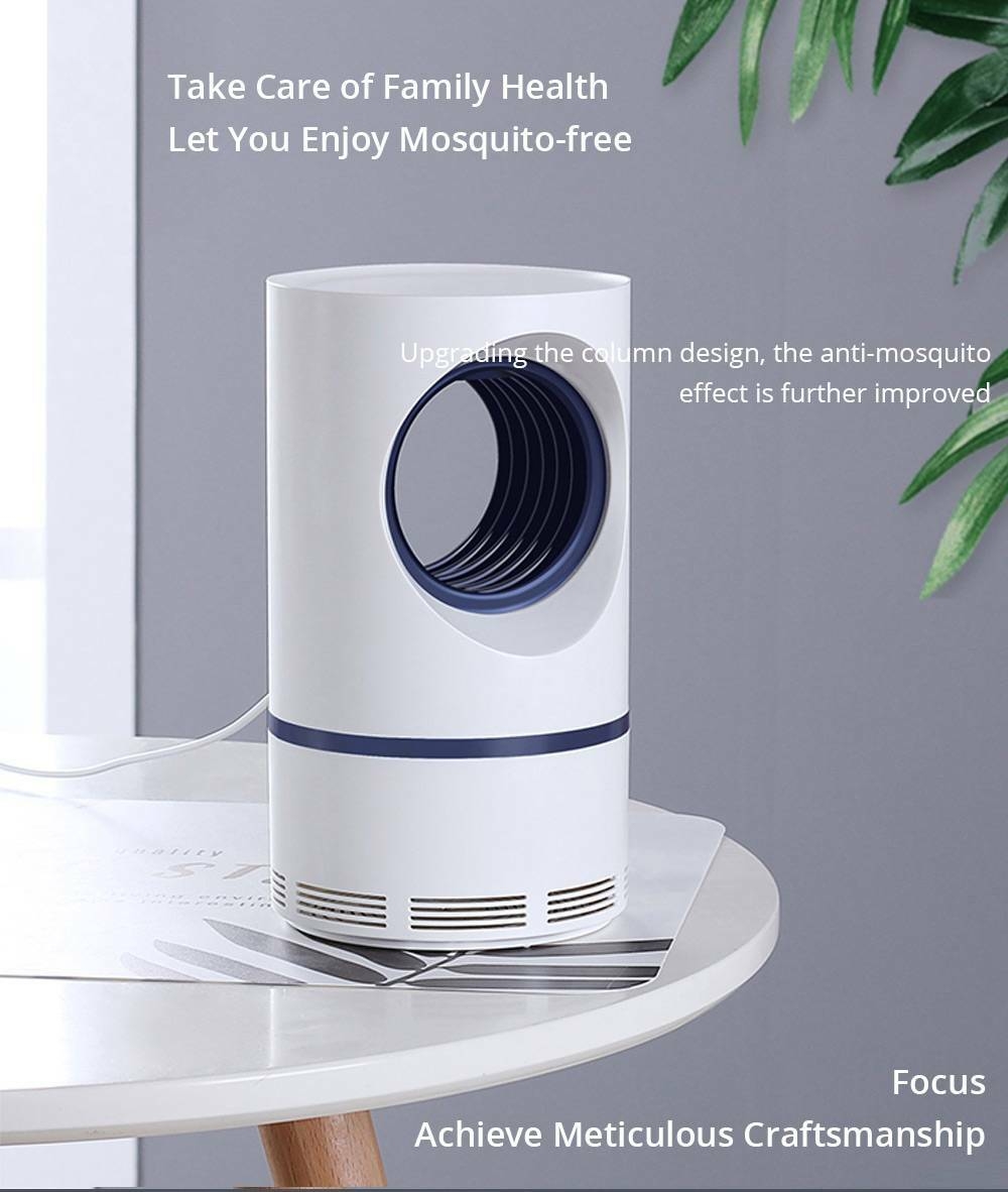 Electric Mosquito Killer Lamp Portable Mute Pure physical Photocatalyst Insect Pest Trap Lamp For Home Outdoor Camping USB Version 188 Small Size - White