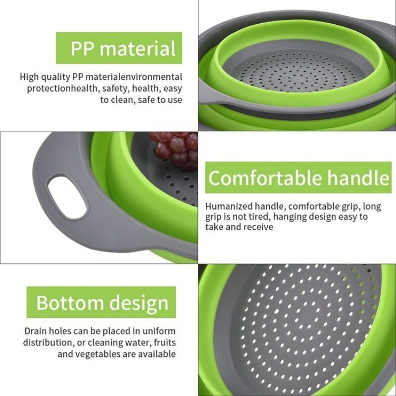 Round Foldable Drain Basket Silicone filter Fruit Vegetable