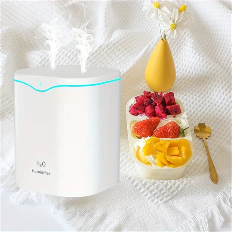 1pc 2000ml 80ml h large capacity usb humidifier with double spray nozzle cool mist colorful night light and air purifying benefits details 6