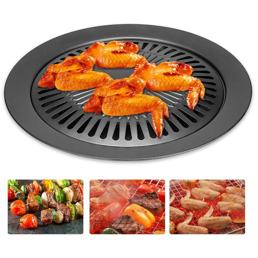 Korean BBQ Grill Pan Non-Stick Smokeless Stovetop BBQ Grill Plate