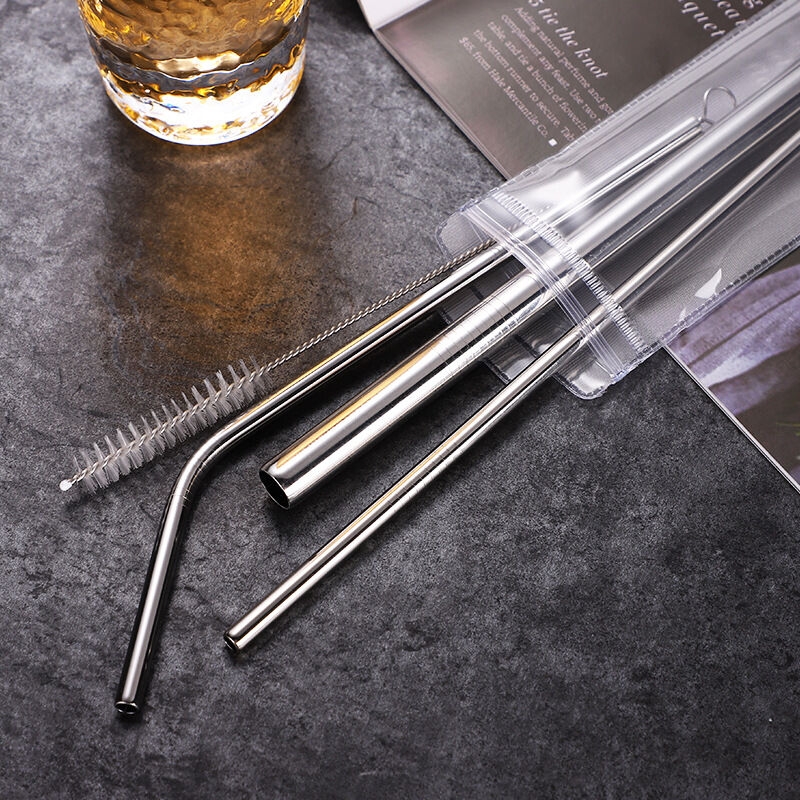 4pcs/set Portable Stainless Steel Reusable Metal Straw, Extra Long