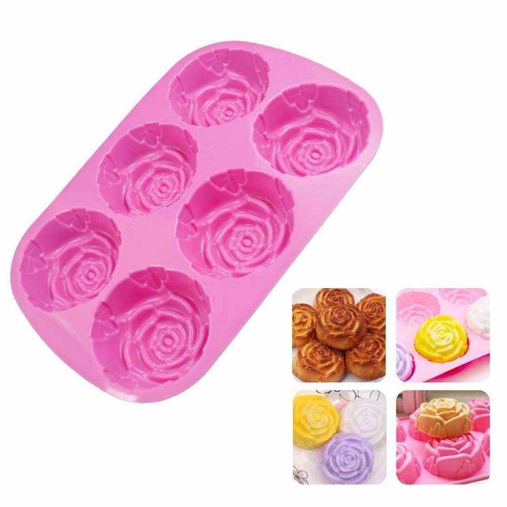 6-Cavity Silicone Blossom Muffin, Brownie, Cornbread, Cheesecake, Panna  Cotta, Pudding, Jello Shot and Soap Mold