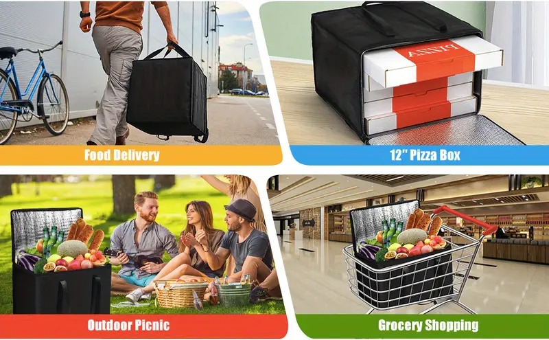 xxl large insulated bag insulation food delivery bags large capacity insulated grocery bags reusable grocery tote soft cooler bag hot cold takeout or food delivery bag lightweight sturdy zipper foldable stands upright warming bag details 3
