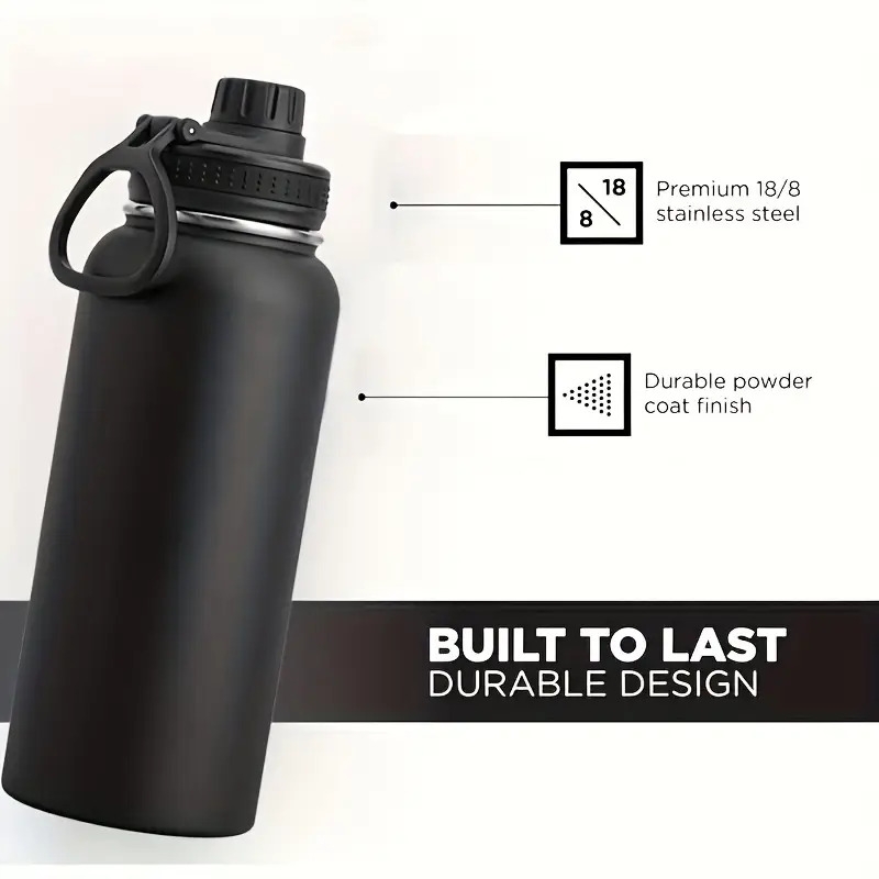 1pc 32oz stainless steel insulated water bottle perfect for sports and outdoor activities christmas and halloween holiday gifts details 0