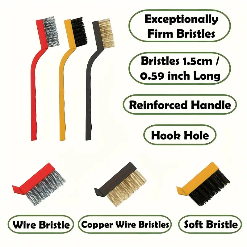 11pcs multi purpose cleaning brush set with long handles metal plastic medium firmness portable design for tight spaces ideal for kitchen bathroom toilet car glass no electricity needed details 5