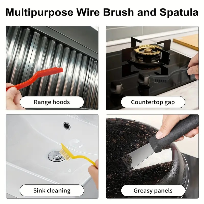 11pcs multi purpose cleaning brush set with long handles metal plastic medium firmness portable design for tight spaces ideal for kitchen bathroom toilet car glass no electricity needed details 2