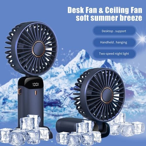 product_image_name-Generic-Mini Portable handheld fan, Foldable USB Fan, Cell Phone Holder - Blue-2