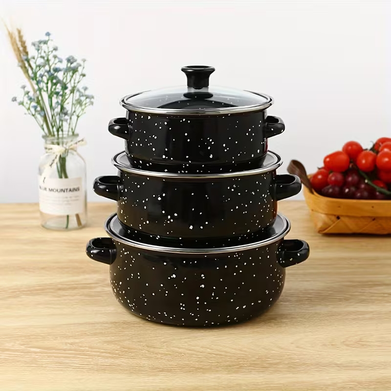 1set exquisite enamel multifunctional set pot soup pot stew pot table utensils handmade suitable for kitchen supplies home decoration holiday Product details 6