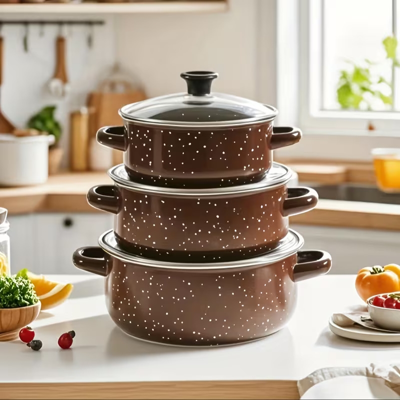 1set exquisite enamel multifunctional set pot soup pot stew pot table utensils handmade suitable for kitchen supplies home decoration holiday Product details 5