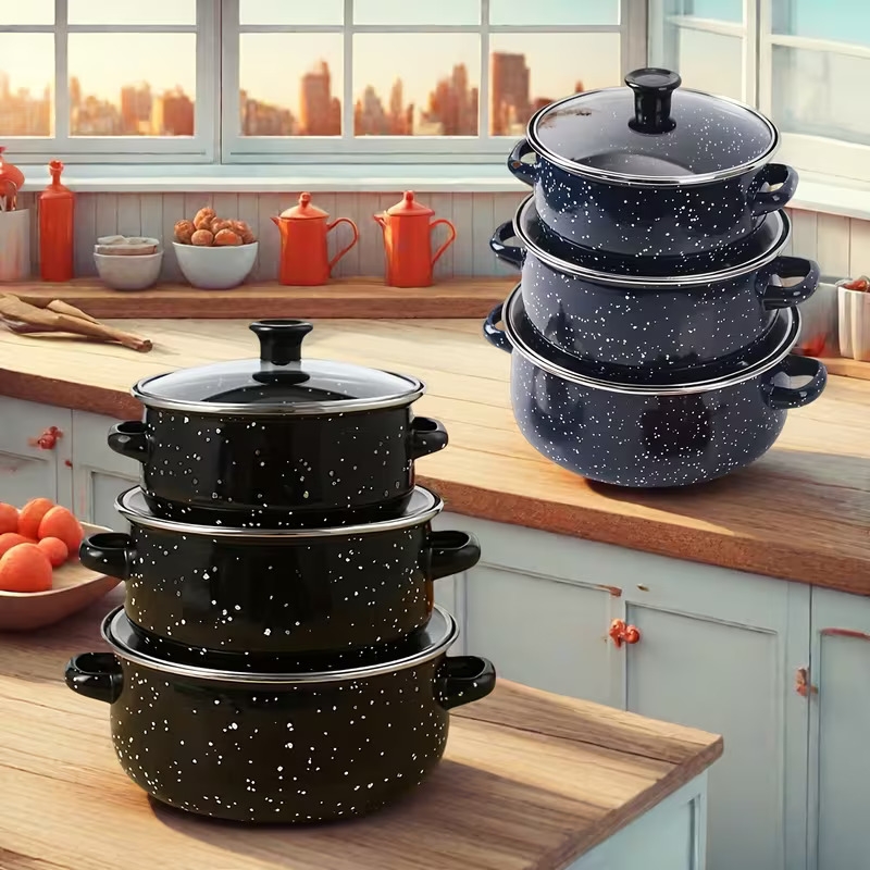 1set exquisite enamel multifunctional set pot soup pot stew pot table utensils handmade suitable for kitchen supplies home decoration holiday Product details 2