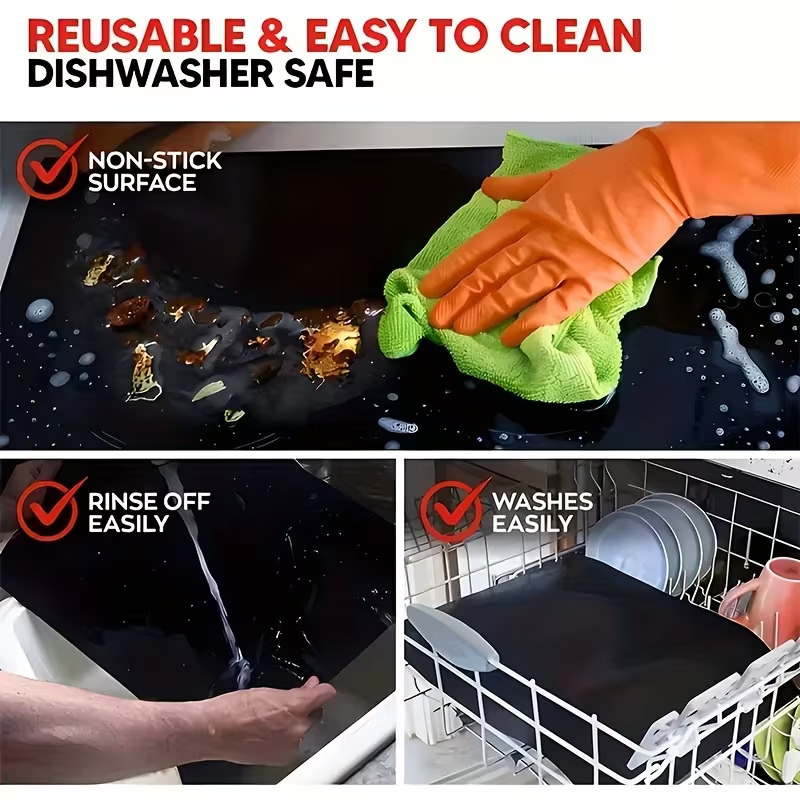 1 2pcs non stick reusable baking mats   electric gas ovens toasters and grills durable kitchen essentials for outdoor bbqs cooking Product details 9