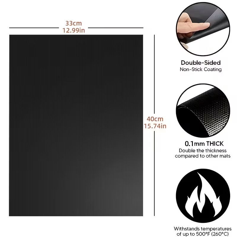 1 2pcs non stick reusable baking mats   electric gas ovens toasters and grills durable kitchen essentials for outdoor bbqs cooking Product details 3