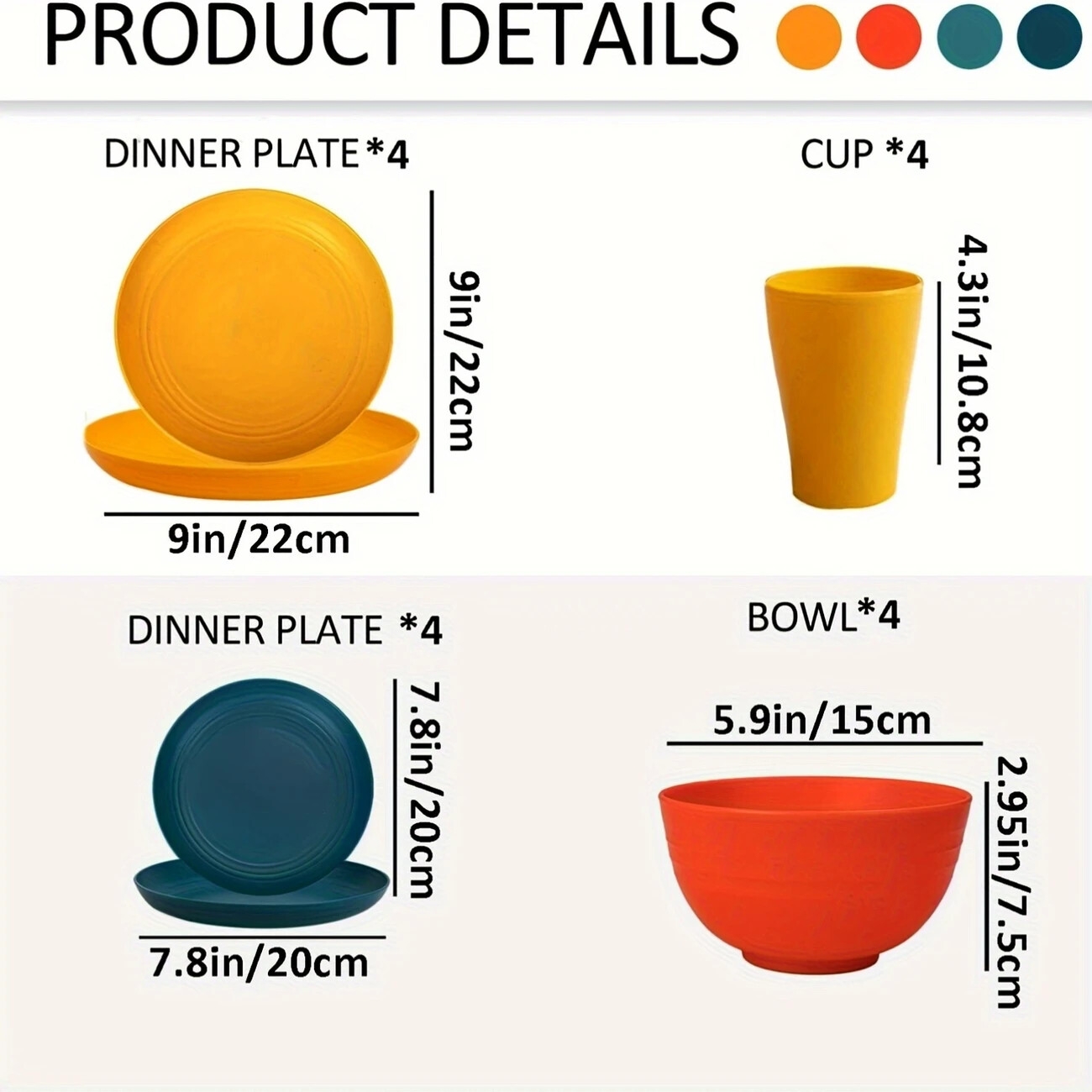 16pcs matte black dinnerware set reusable bpa free kitchenware for use 4 dinner plates 4 dessert plates 4 bowls 4 cups everyday entertaining 2