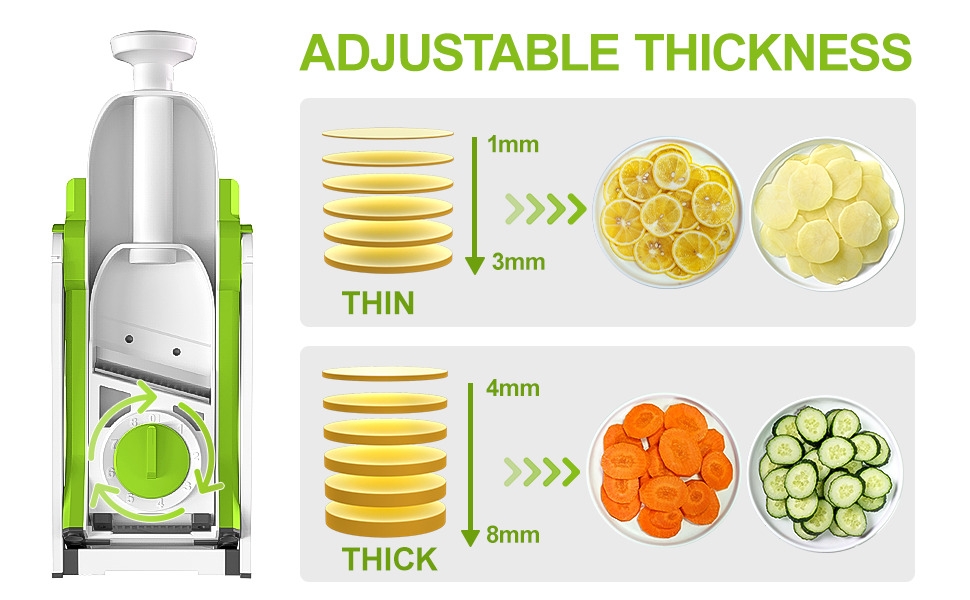 Mandoline Slicer/Veggie chopper for Kitchen &Safe Vegetable Chopper & Adjustable mandoline slicer.