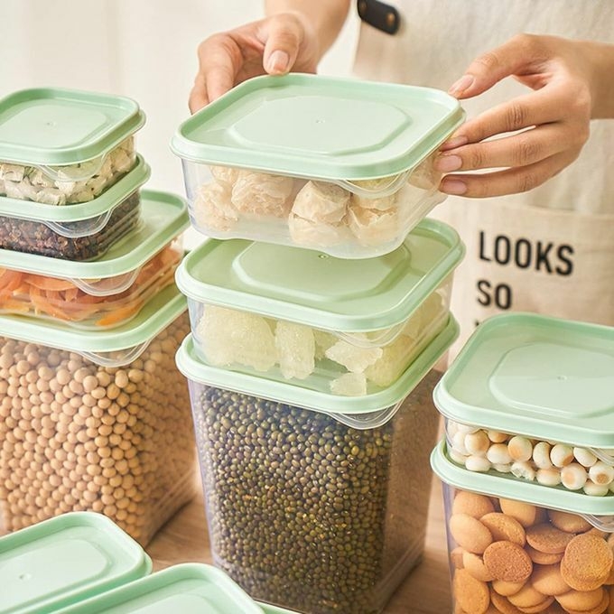 product_image_name-White Label-17pcs Food Storage Boxes Lunch Box - Transparent/Light Green-5