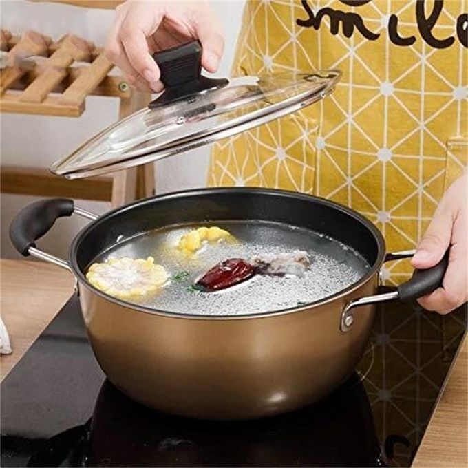 product_image_name-Generic-3PCS Double-layer Non-Stick Cookware Set, Chinese Wok, Soup Pot & Milk Pan-5