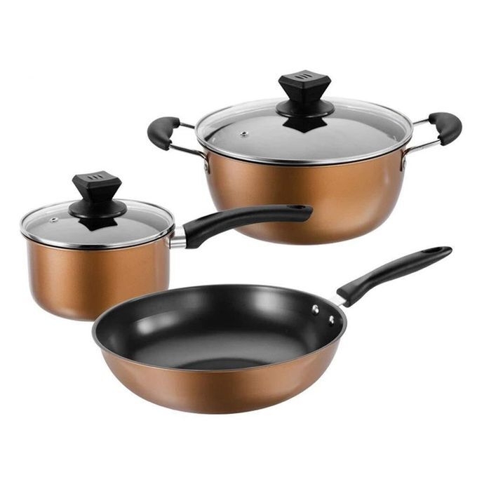 product_image_name-Generic-3PCS Double-layer Non-Stick Cookware Set, Chinese Wok, Soup Pot & Milk Pan-1