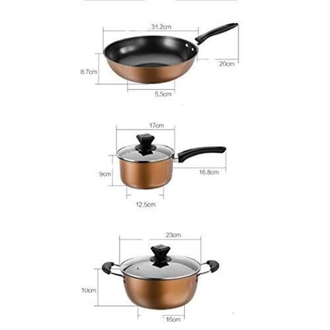 product_image_name-Generic-3PCS Double-layer Non-Stick Cookware Set, Chinese Wok, Soup Pot & Milk Pan-4