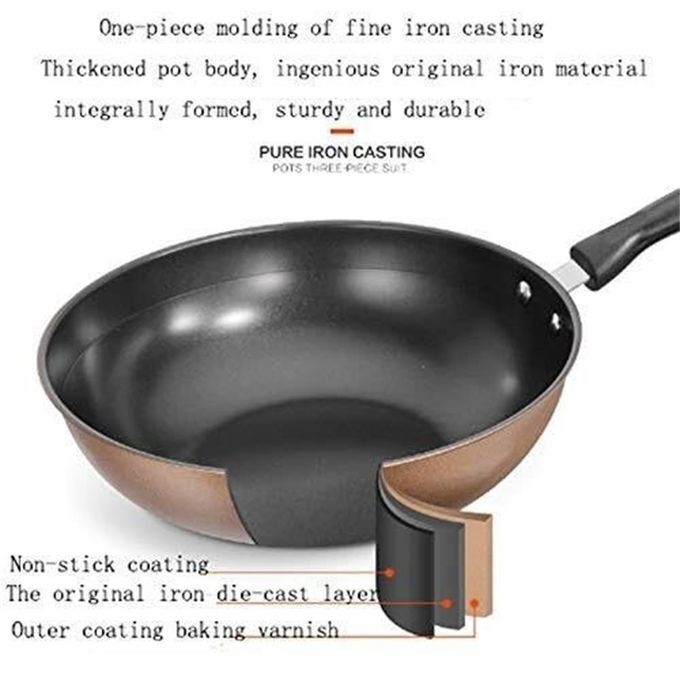 product_image_name-Generic-3PCS Double-layer Non-Stick Cookware Set, Chinese Wok, Soup Pot & Milk Pan-6
